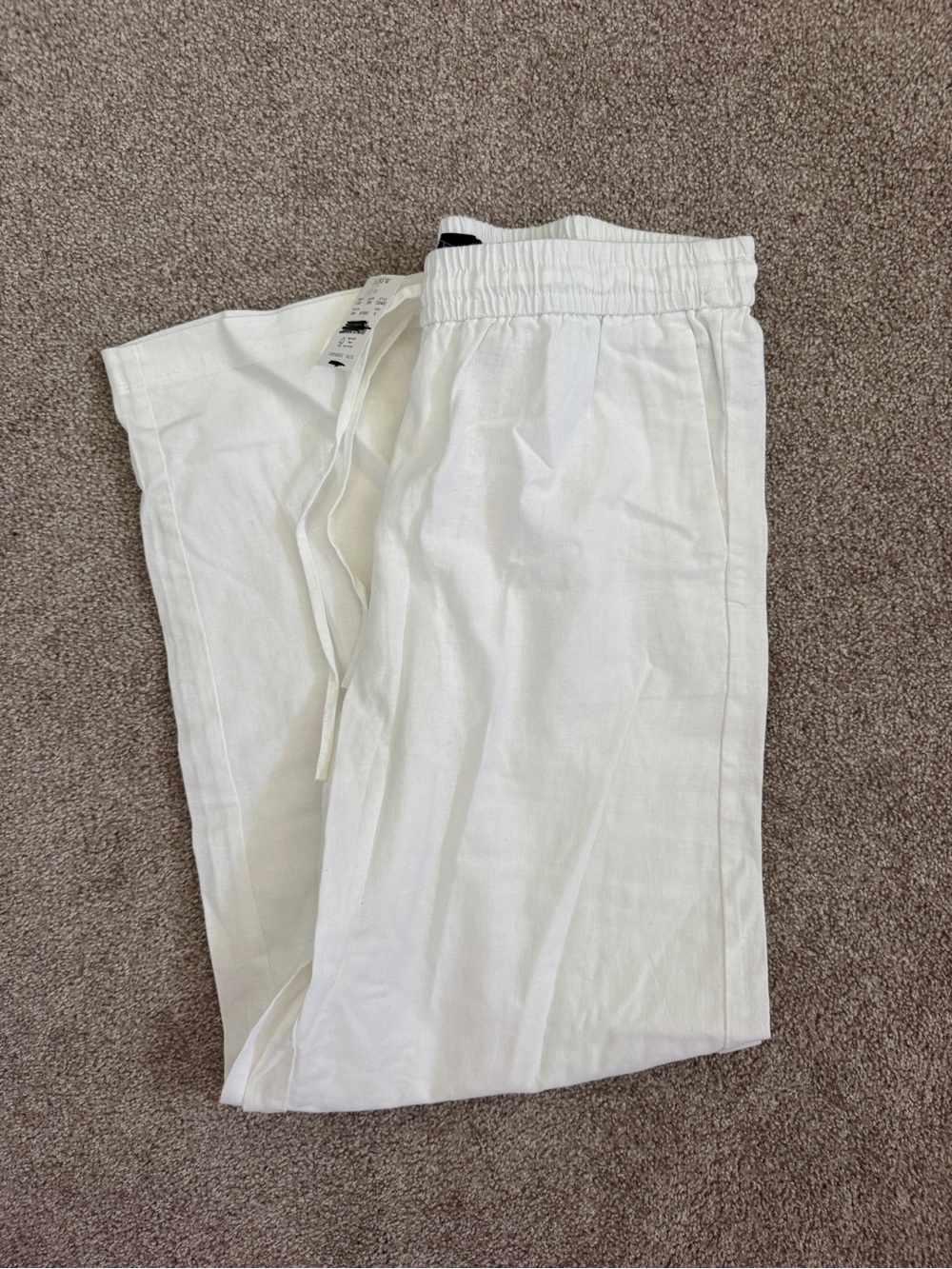 J.Crew White Linen Pull-On Pants Size 8 NWT Wide Leg Summer